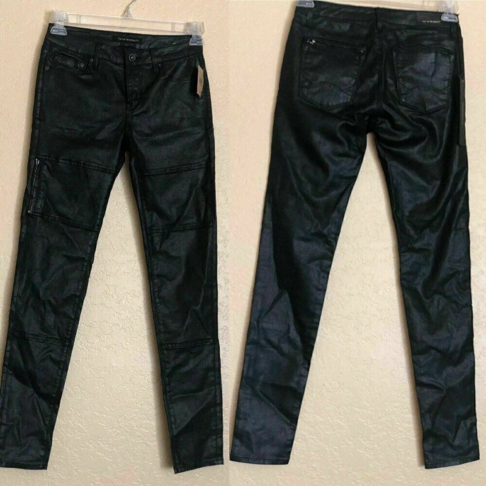 Cult of Individuality x Nasty Gal Black Zen Moto Denim Pants Women’s Size 26 - Picture 5 of 12